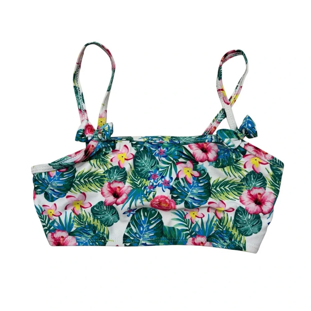 Girls Floral Bow Detail Two‎ Piece Swim Suit Bikini Size 7-8